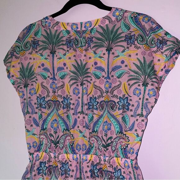 Talbots Size S Midi Dress Fit and Flare Cotton Pockets Pink Boho Coastal Preppy - Picture 8 of 9